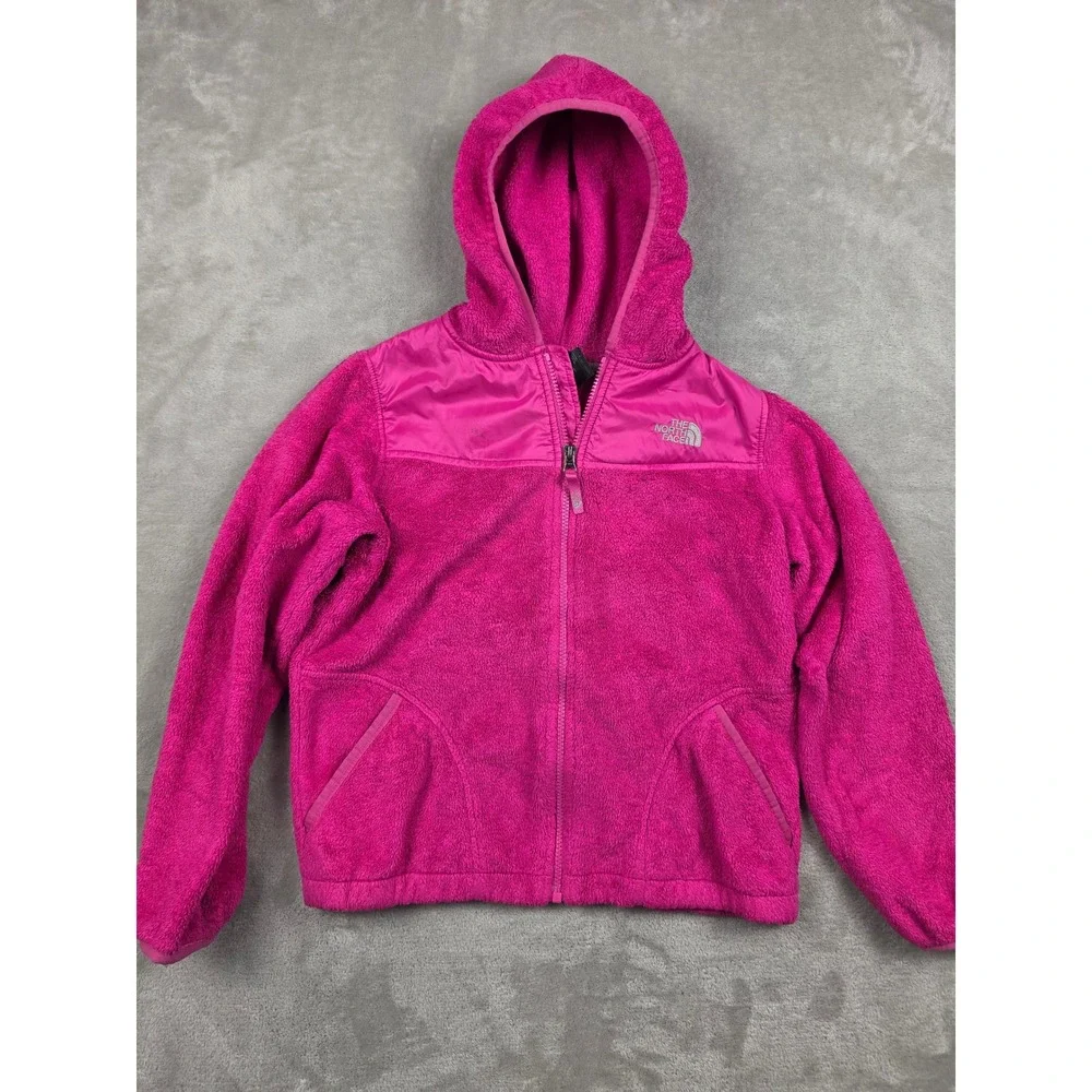 The North Face Fleece Hoodie Girls L 14/16 Pink Full Zip Jacket Outdoor *Read